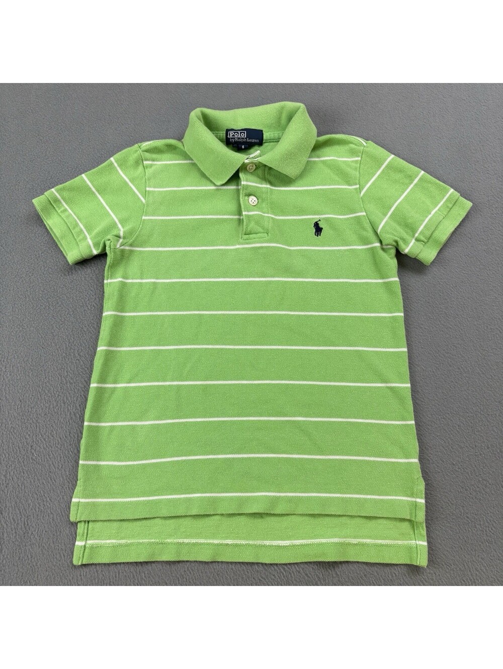 Vintage Polo Ralph Lauren Striped Polo Shirt Kids Size 6 Green - Picture 1 of 7